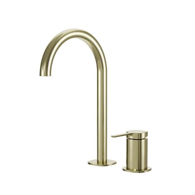 SYMMETRY Hob Mixer Set & Swivel Spout 175mm Brushed Champagne Gold, front view