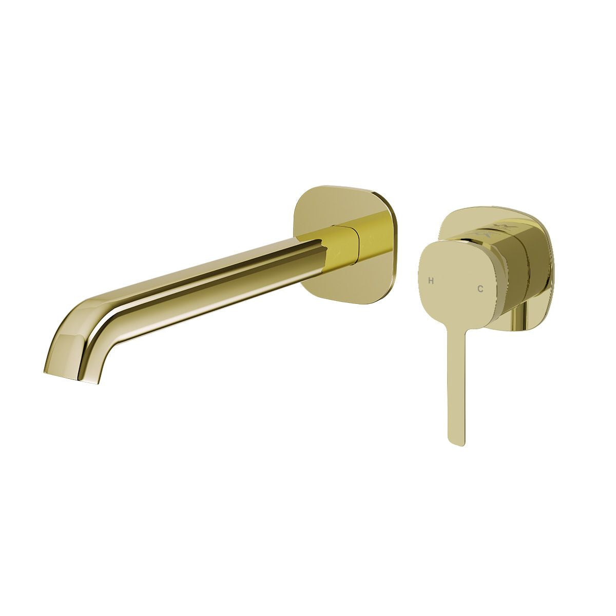 SYMMETRY In Wall Mixer & 220mm Spout Kit with Individual Wall Plate Champagne Gold, front view