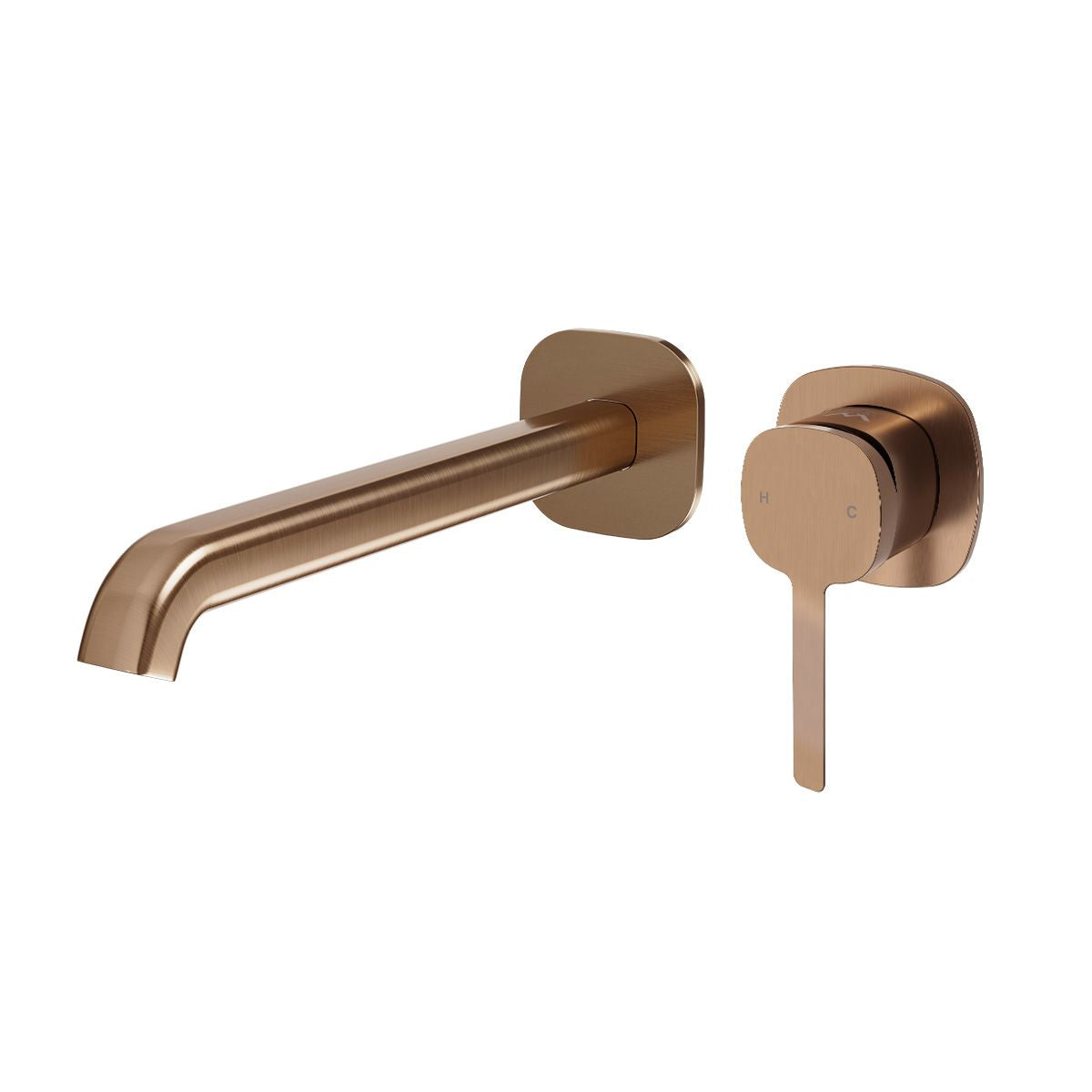 SYMMETRY In Wall Mixer & 220mm Spout Kit with Individual Wall Plate Titanium Bronze, front view