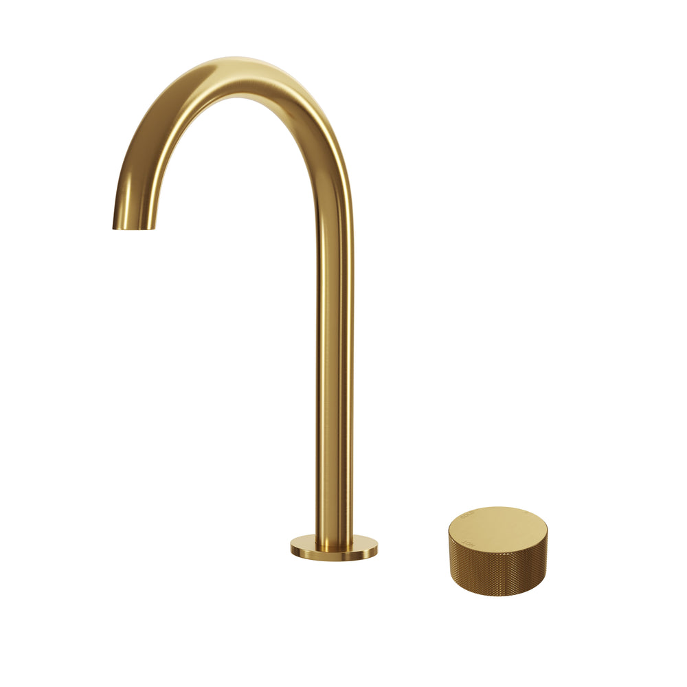MESH Progressive Hob Mixer & 115mm Spout Set Brushed Brass