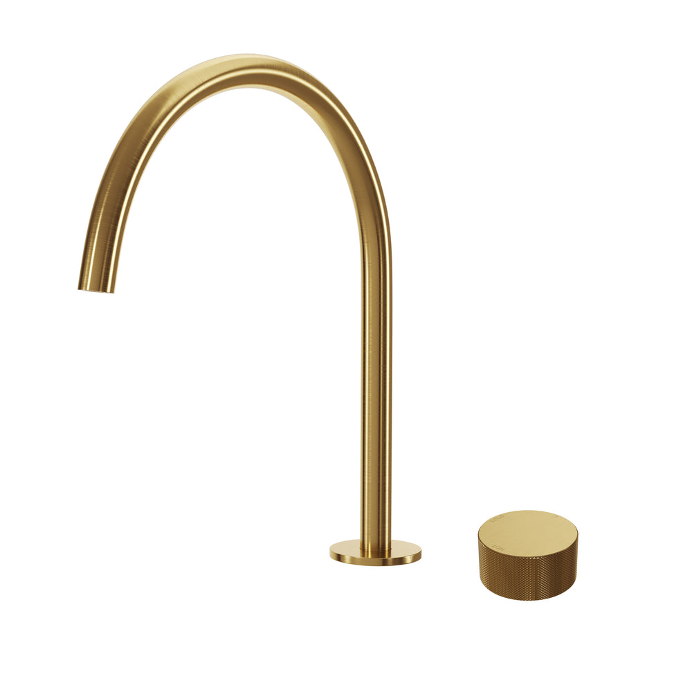 MESH Progressive Hob Mixer & 125mm Spout Set Brushed Brass