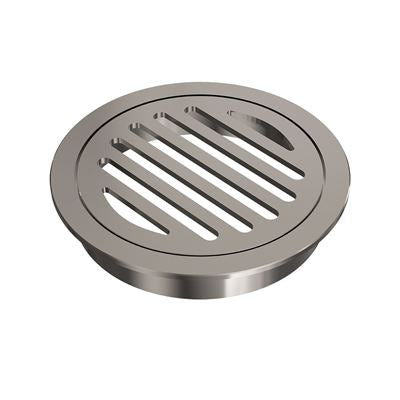 FLOW Round Floor Drain 110mm with DN100 Outlet Brushed Nickel