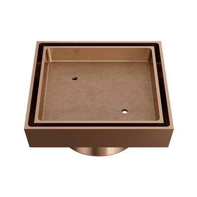 OMEGA Square Tile Grate 115mm with DN80 Outlet Titanium Bronze