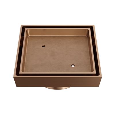OMEGA Square Tile Grate 115mm with DN100 Outlet Titanium Bronze