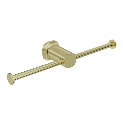 SYMMETRY Double Toilet Roll Holder Brushed Champagne Gold, front view