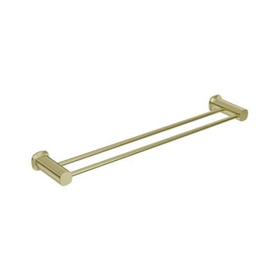 SYMMETRY Double Towel Rail 600mm Brushed Champagne Gold, front view
