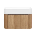 LEVANTE Wall Hung Vanity 600mm Light Oak Timber Veneer w/ Top, front view