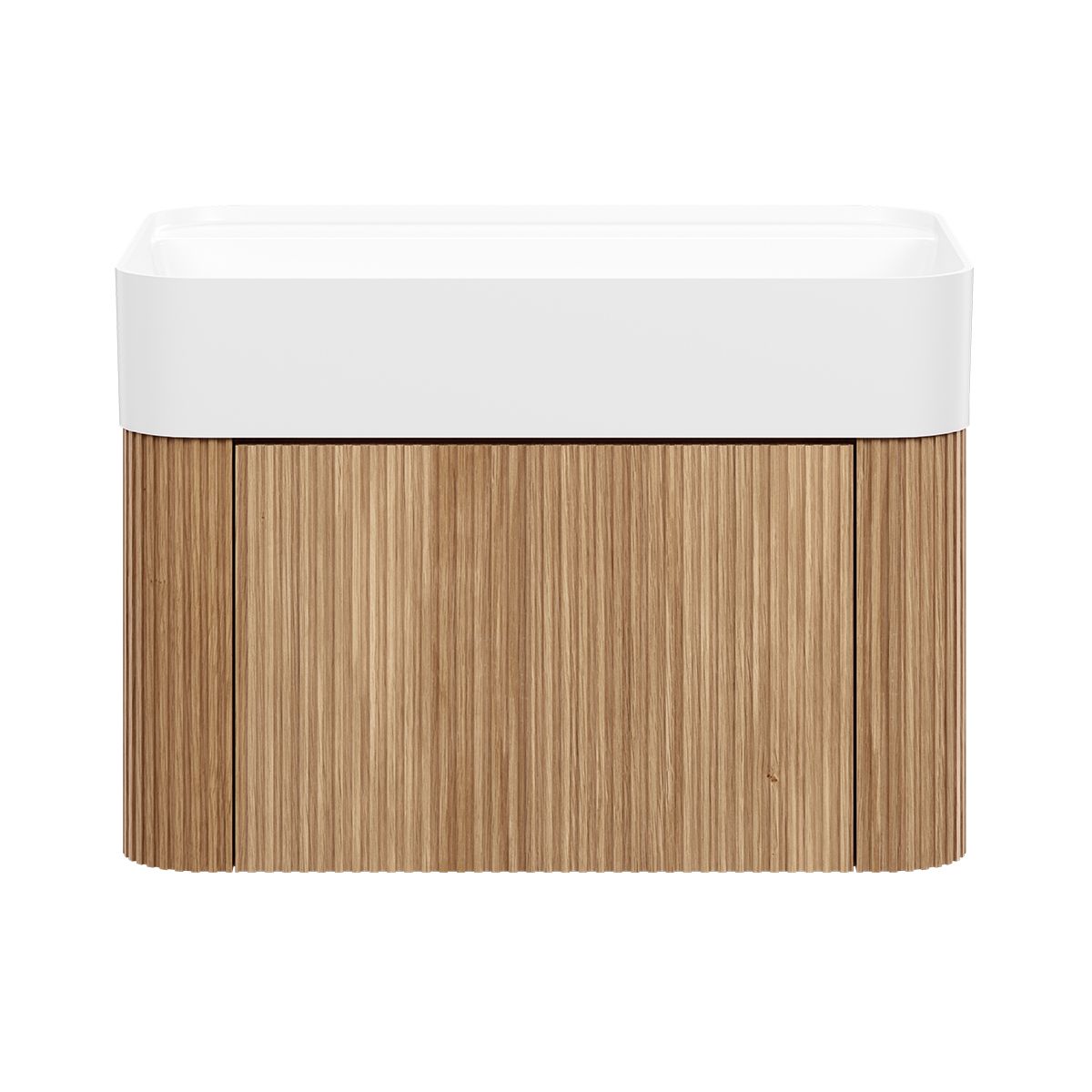 LEVANTE Wall Hung Vanity 600mm Light Oak Timber Veneer w/ Top, front view