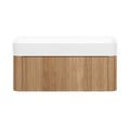 LEVANTE Wall Hung Vanity 900mm Light Oak Timber Veneer w/ Top, front view