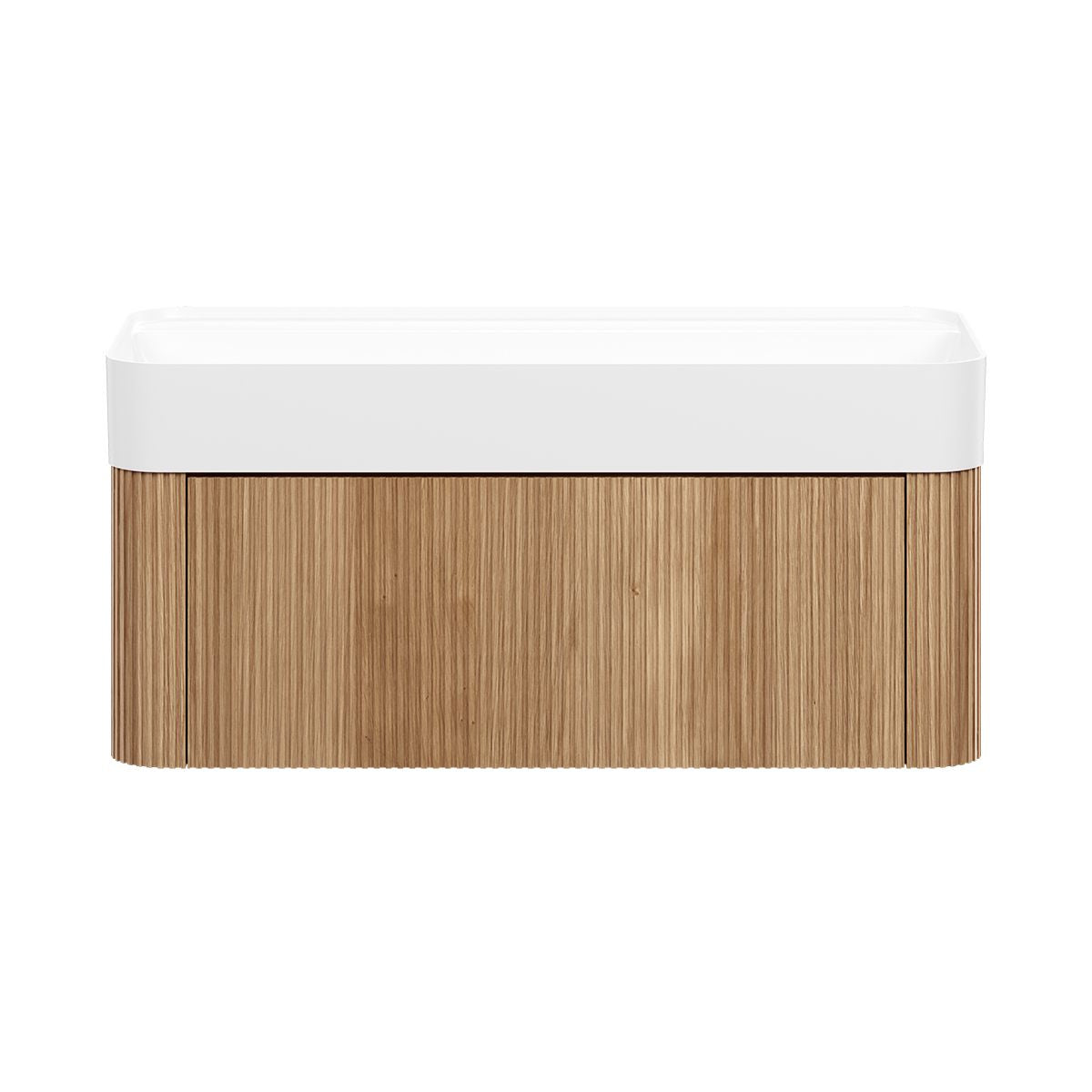 LEVANTE Wall Hung Vanity 900mm Light Oak Timber Veneer w/ Top, front view
