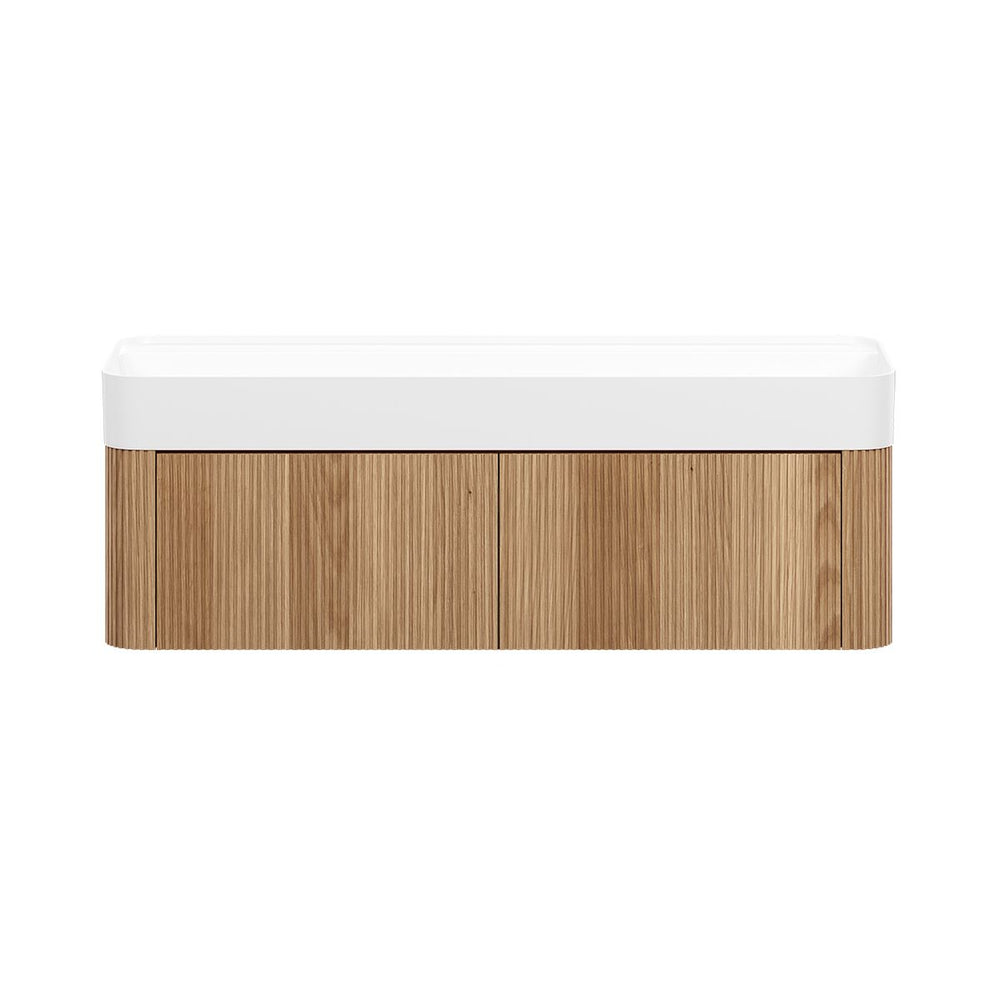 LEVANTE Wall Hung Vanity 1200mm Light Oak Timber Veneer w/ Top, front view