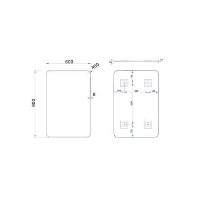 EDEN Rectangle Mirror w/ Brushed Nickel 45mm Frame 600x900mm