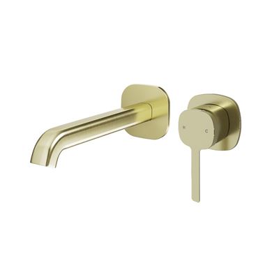 SYMMETRY In Wall Mixer & 180mm Spout Kit with Individual Wall Plate Brushed Champagne Gold, front view