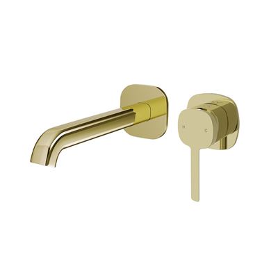 SYMMETRY In Wall Mixer & 180mm Spout Kit with Individual Wall Plate Champagne Gold, front view