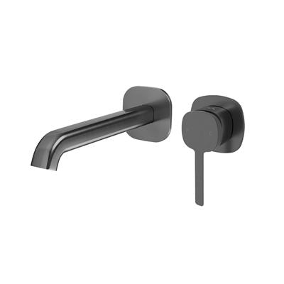 SYMMETRY In Wall Mixer & 180mm Spout Kit with Individual Wall Plate Gunmetal