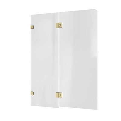 Bath Screen Kit - Fixed & Swing Double Panel 8mm Glass Swing Pivot Brushed Champagne Gold