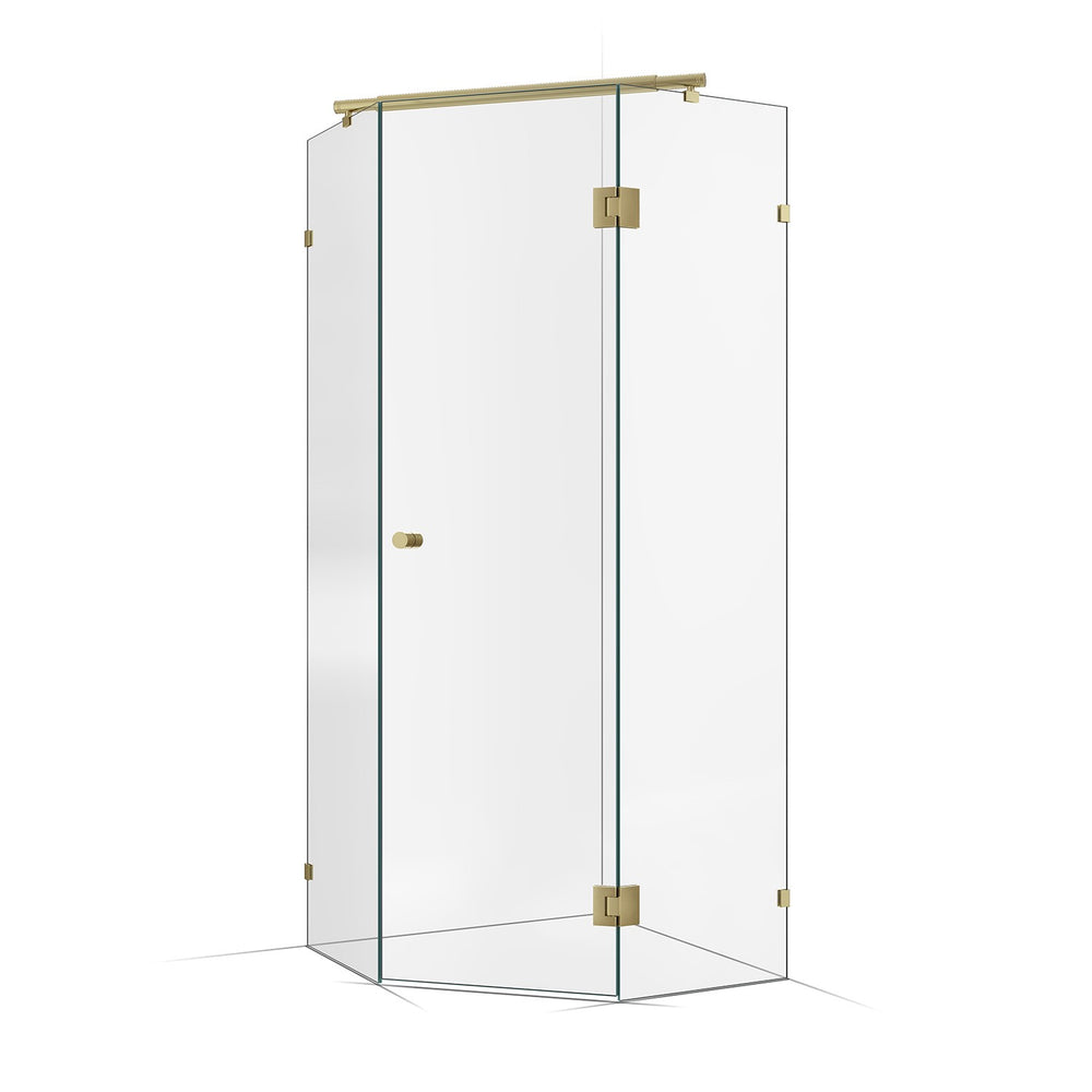 Frameless Shower Screen 900x900mm Brushed Champagne Gold