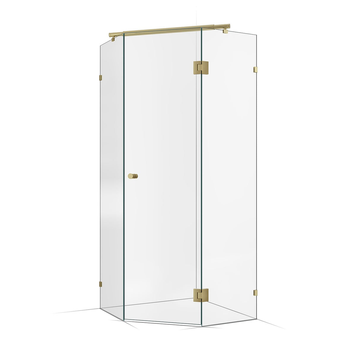 Frameless Shower Screen 900x900mm Brushed Champagne Gold