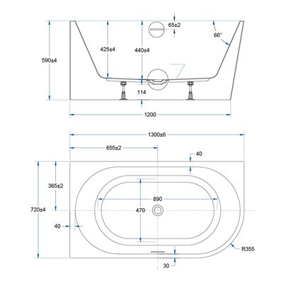 FLOW Corner Bath LHS with Overflow Gloss White 1300mm