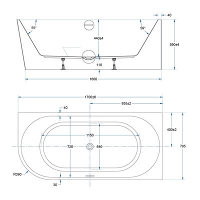 FLOW Corner Bath RHS with Overflow Matte White 1700mm