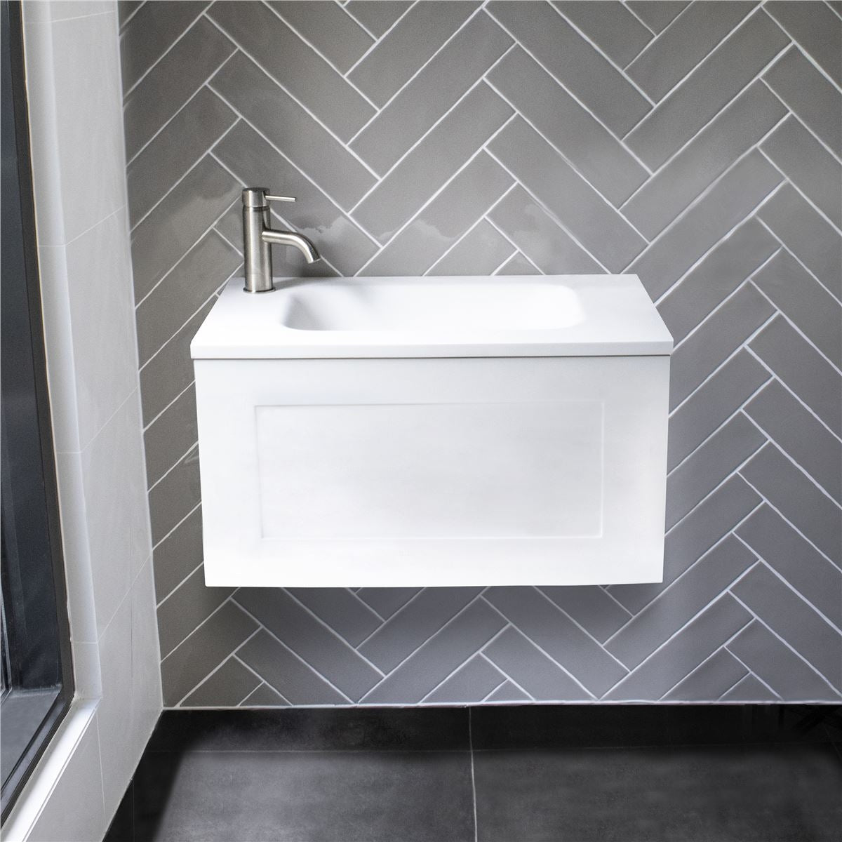 BOSTON Slim Wall Hung Vanity 600mm Matte White