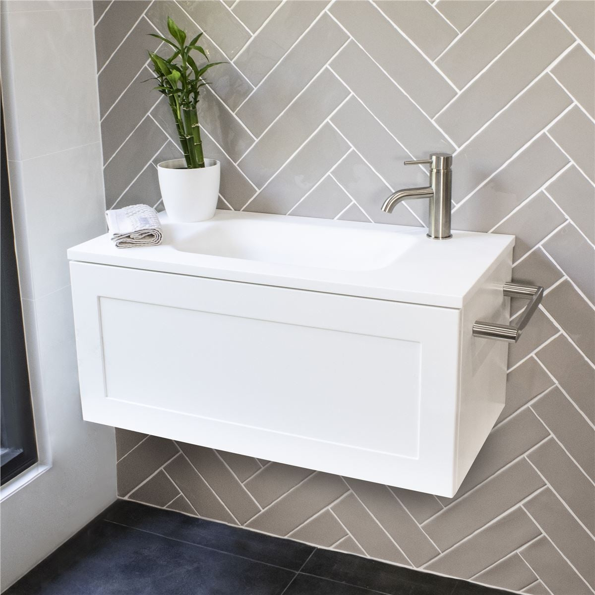 BOSTON Slim Wall Hung Vanity 750mm Matte White