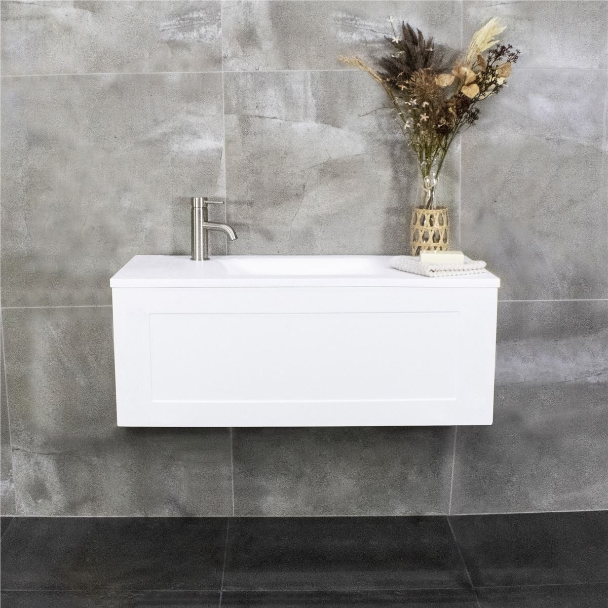 BOSTON Slim Wall Hung Vanity 900mm Matte White