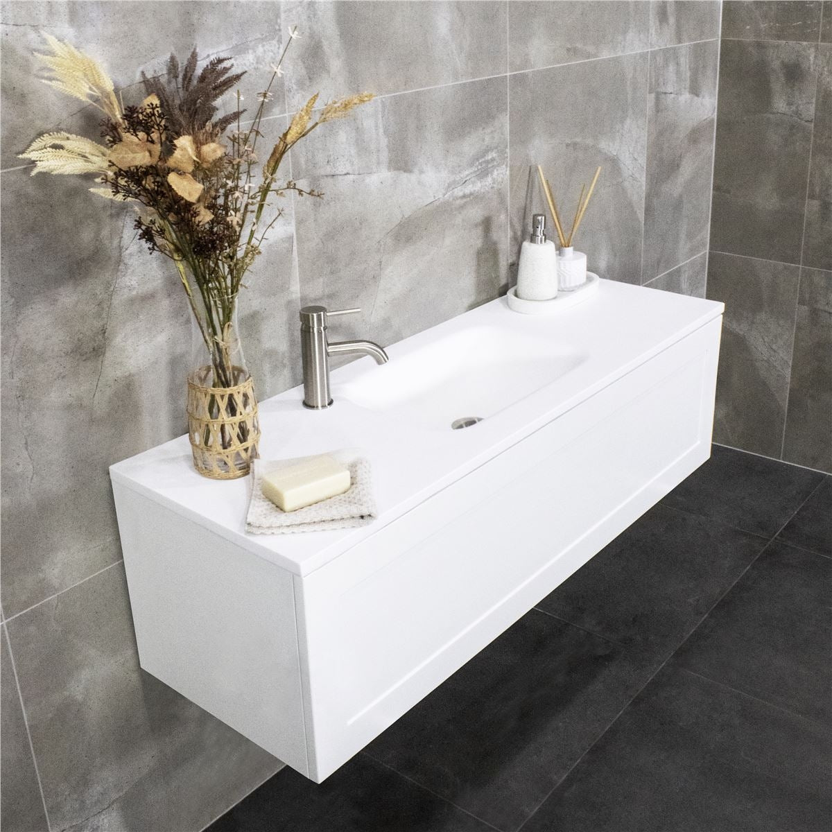 BOSTON Slim Wall Hung Vanity 1200mm Matte White