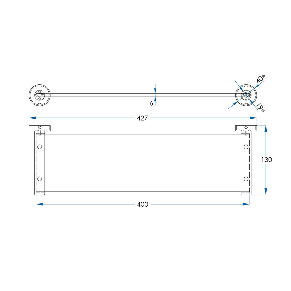 SPIN Glass Shelf Brushed Nickel 400mm