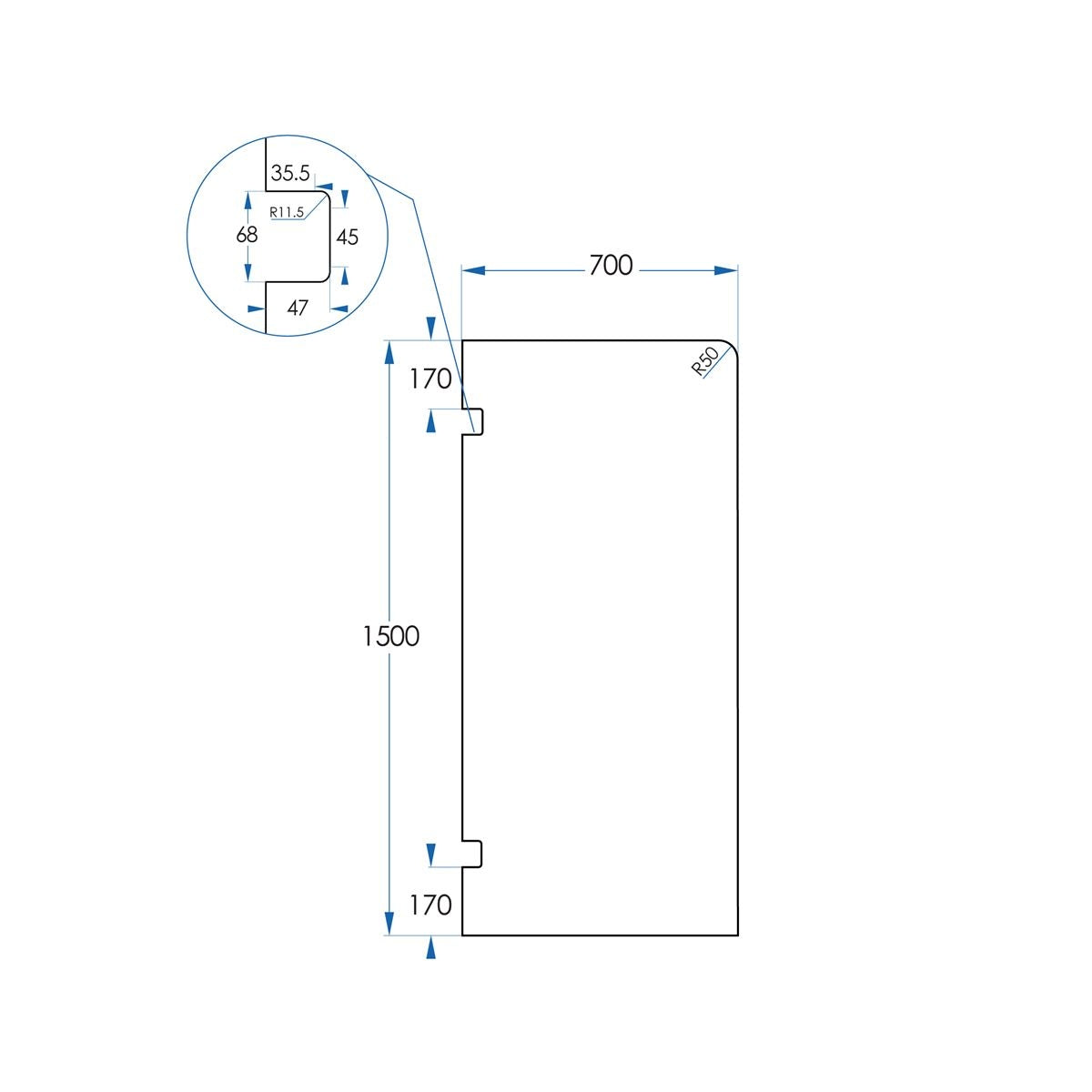 Bath Screen Kit - Single Panel 8mm Glass with Swing Pivot Brushed Brass