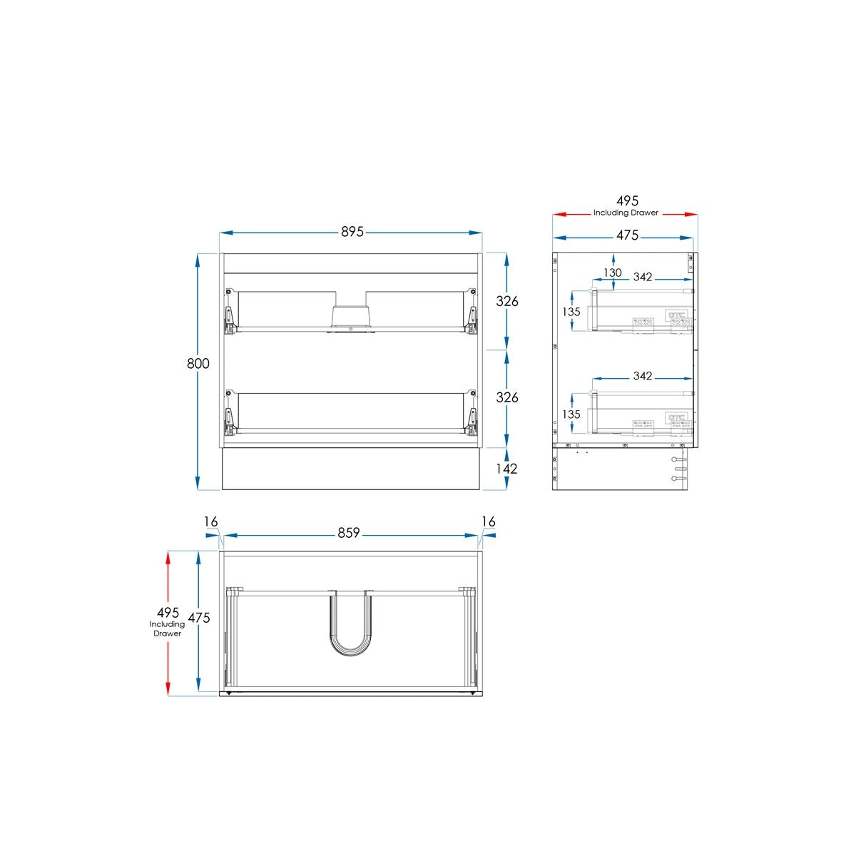 VENICE Floor Mount Vanity 900mm Matte White