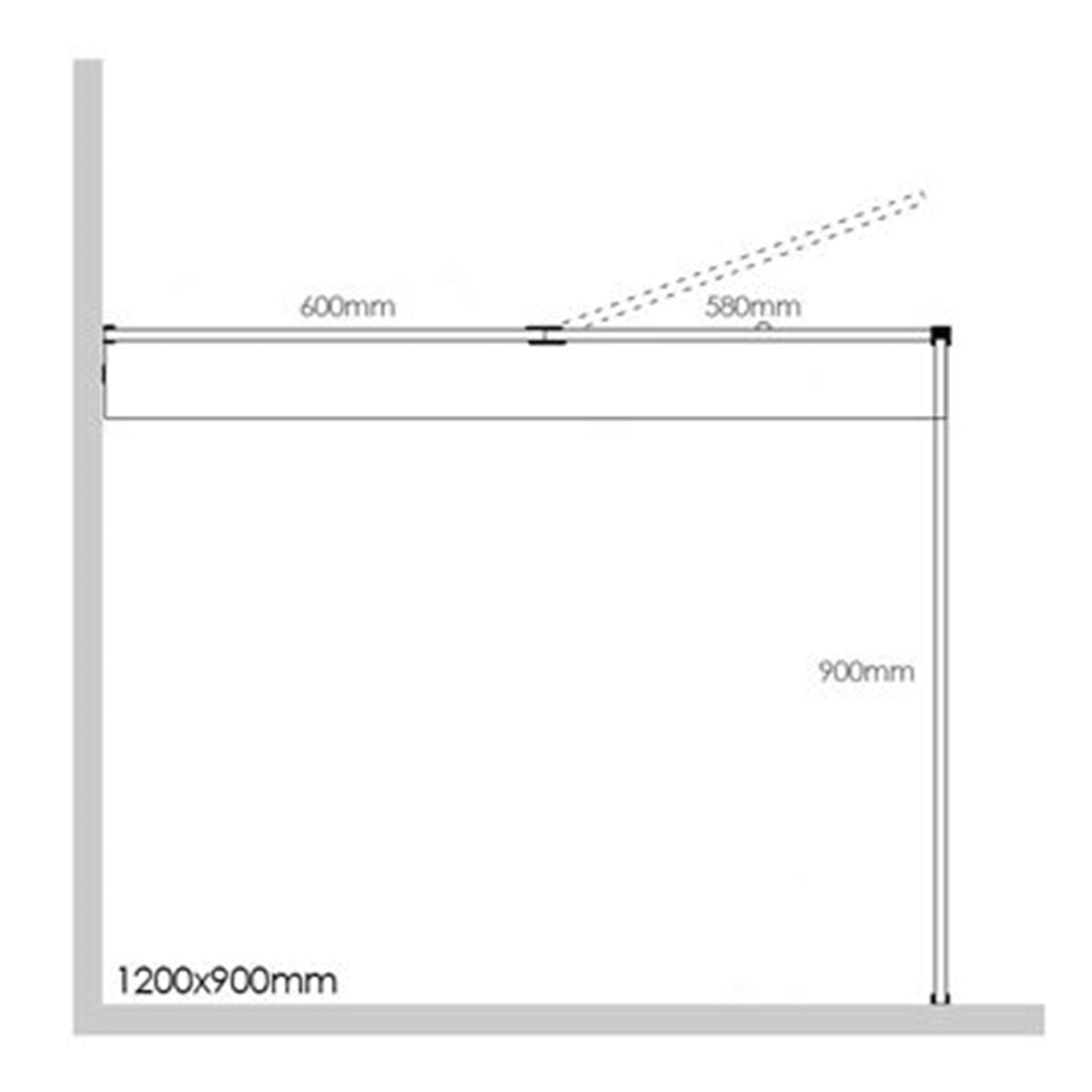 Frameless Shower Screen 1200x900mm - 600mm Hinge Panel Chrome