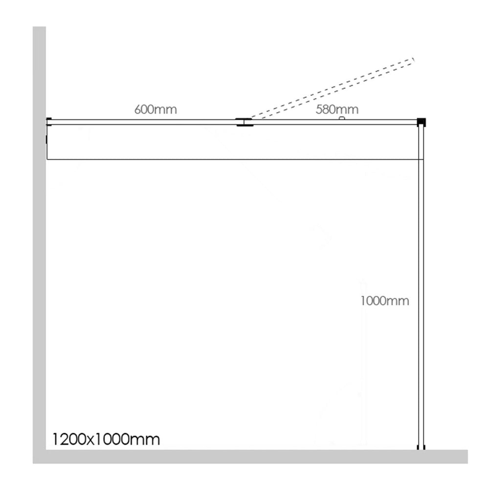 Frameless Shower Screen 1200x1000mm - 600mm Hinge Panel Brushed Nickel