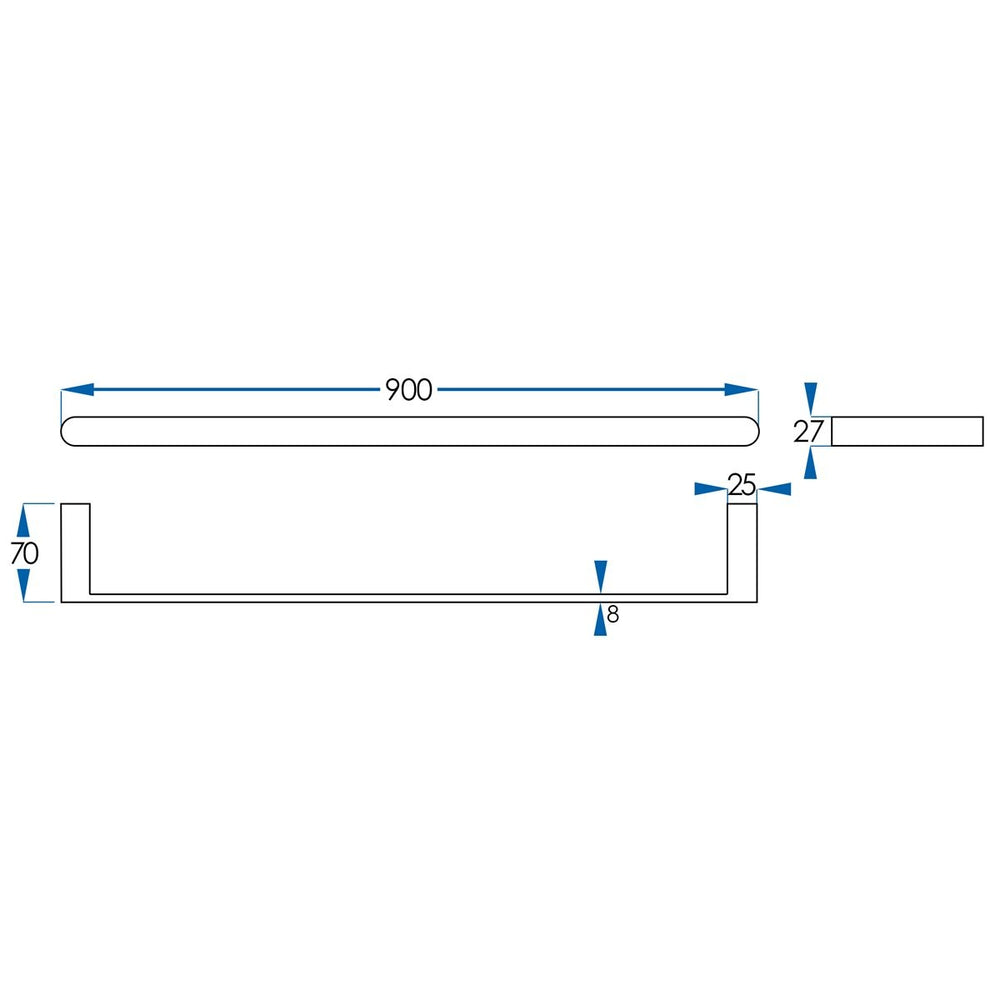 EDEN Single Towel Rail Brushed Brass 900mm