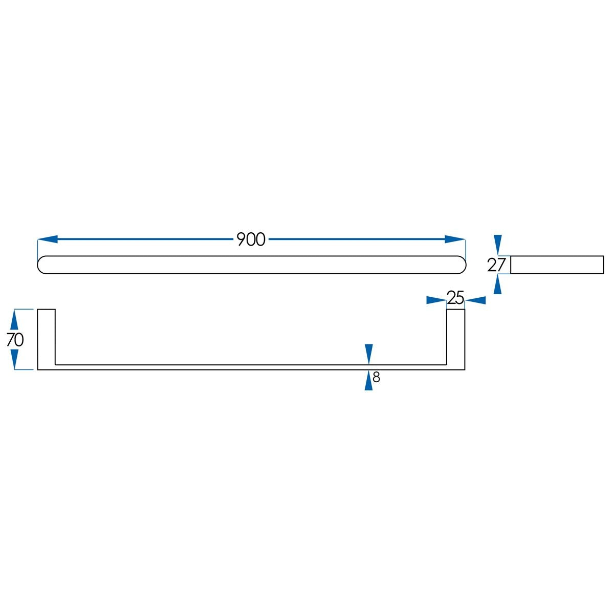 EDEN Single Towel Rail Brushed Brass 900mm