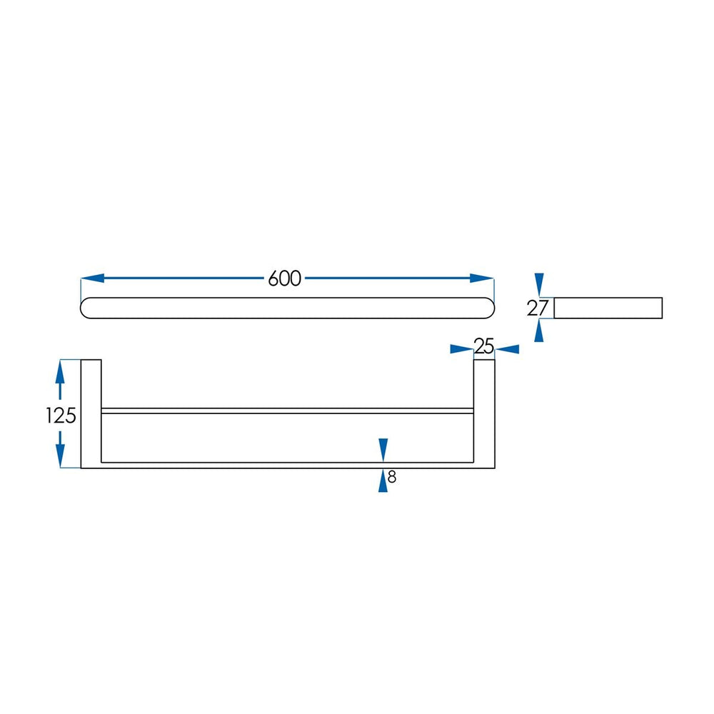 EDEN Double Towel Rail Brushed Brass 600mm
