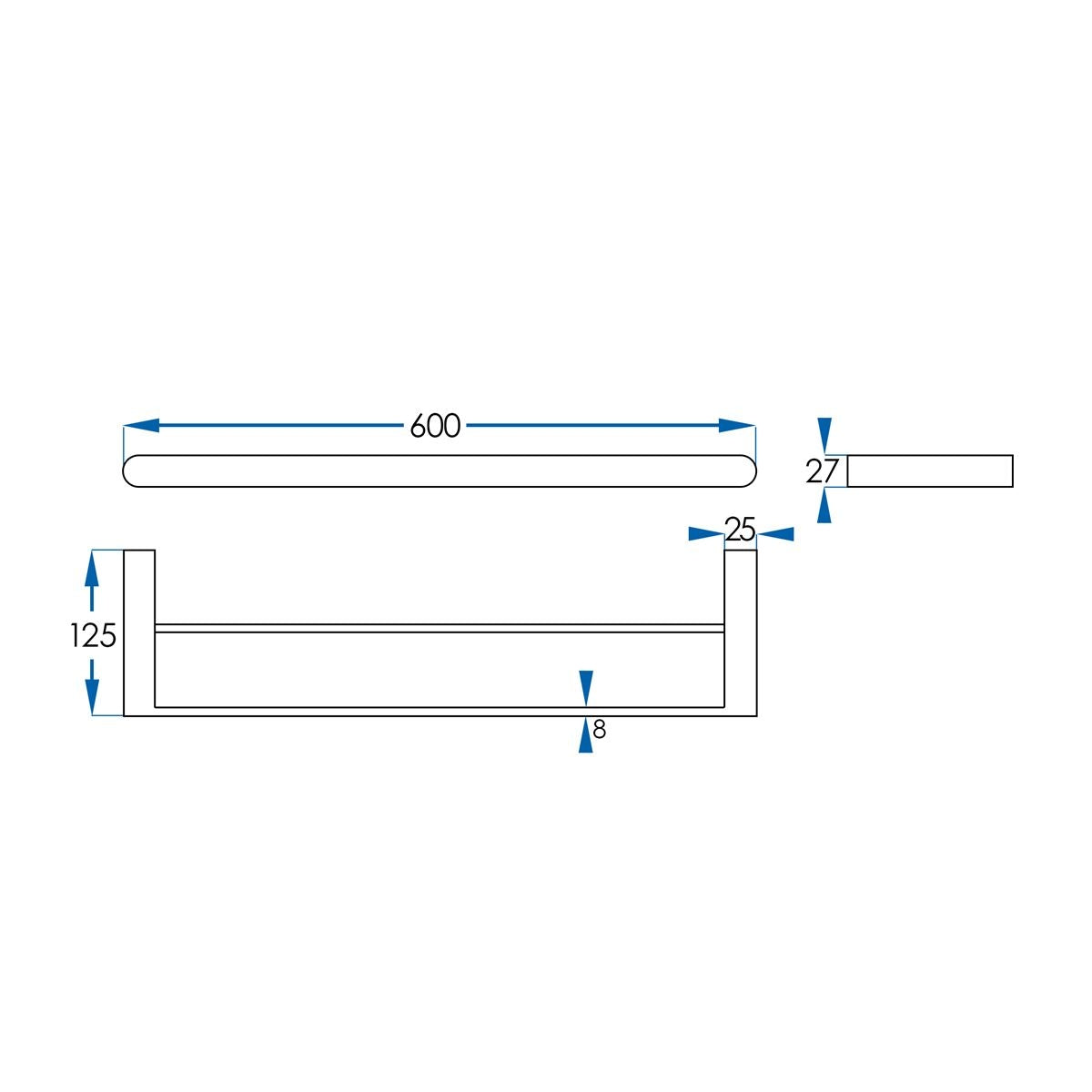 EDEN Double Towel Rail Brushed Brass 600mm