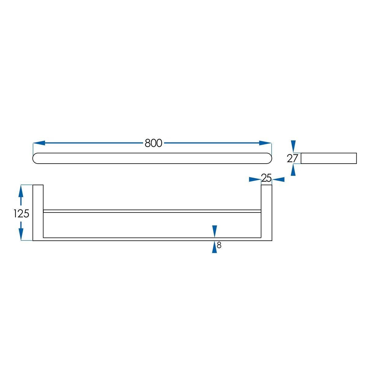 EDEN Double Towel Rail Brushed Brass 800mm