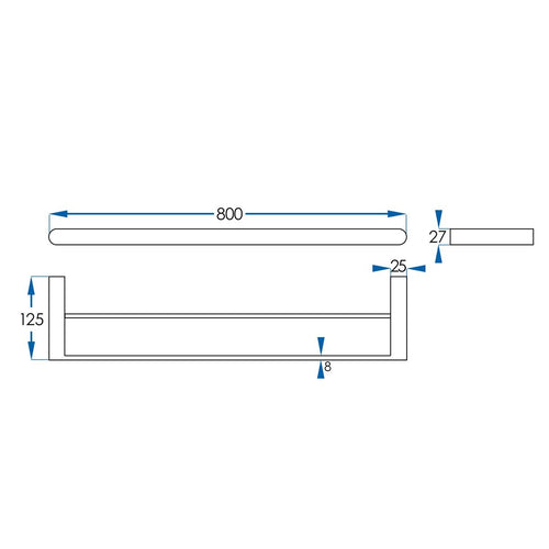 EDEN Double Towel Rail Brushed Brass 800mm