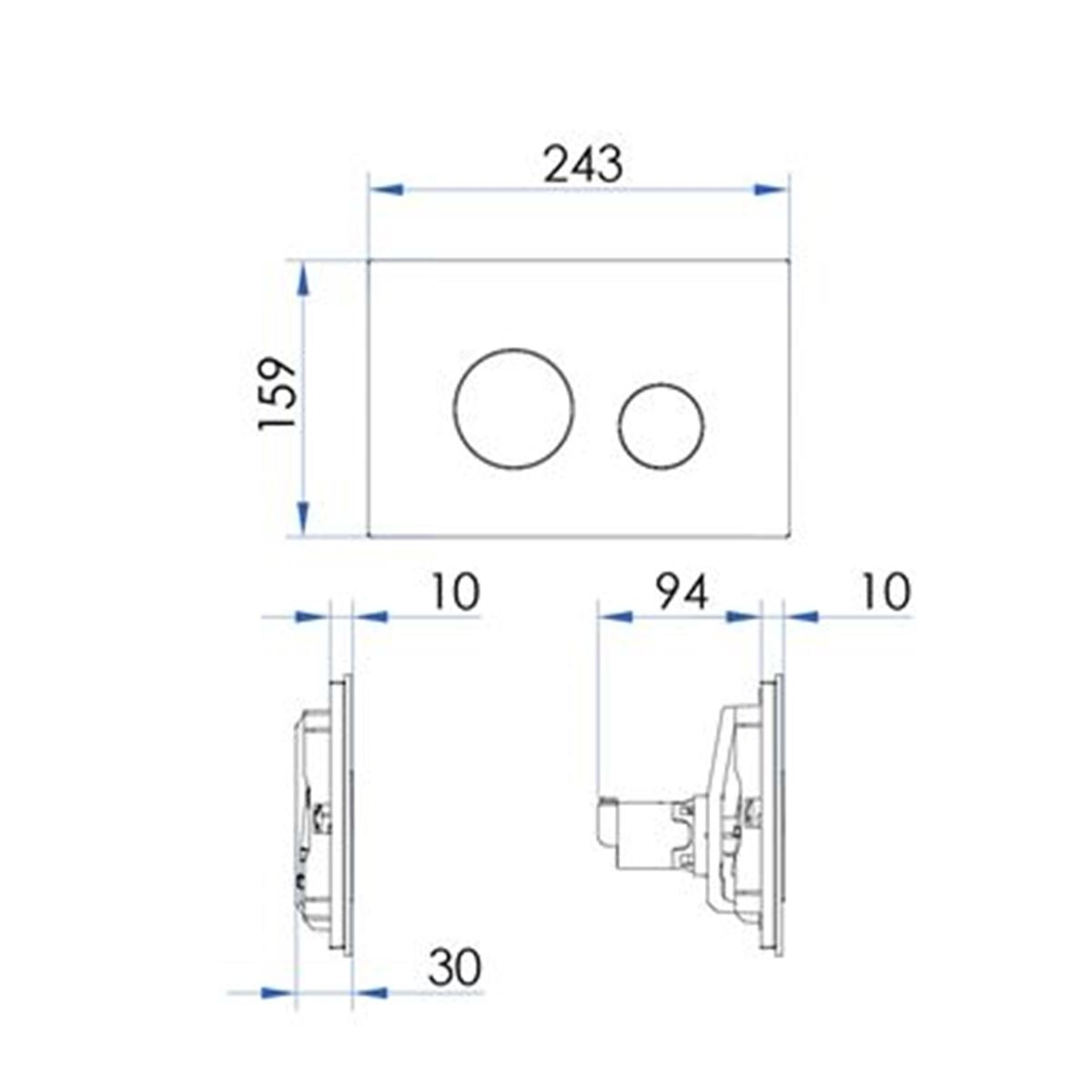 SPIN Push Plate for Pneumatic Cistern 243x159mm Matte White