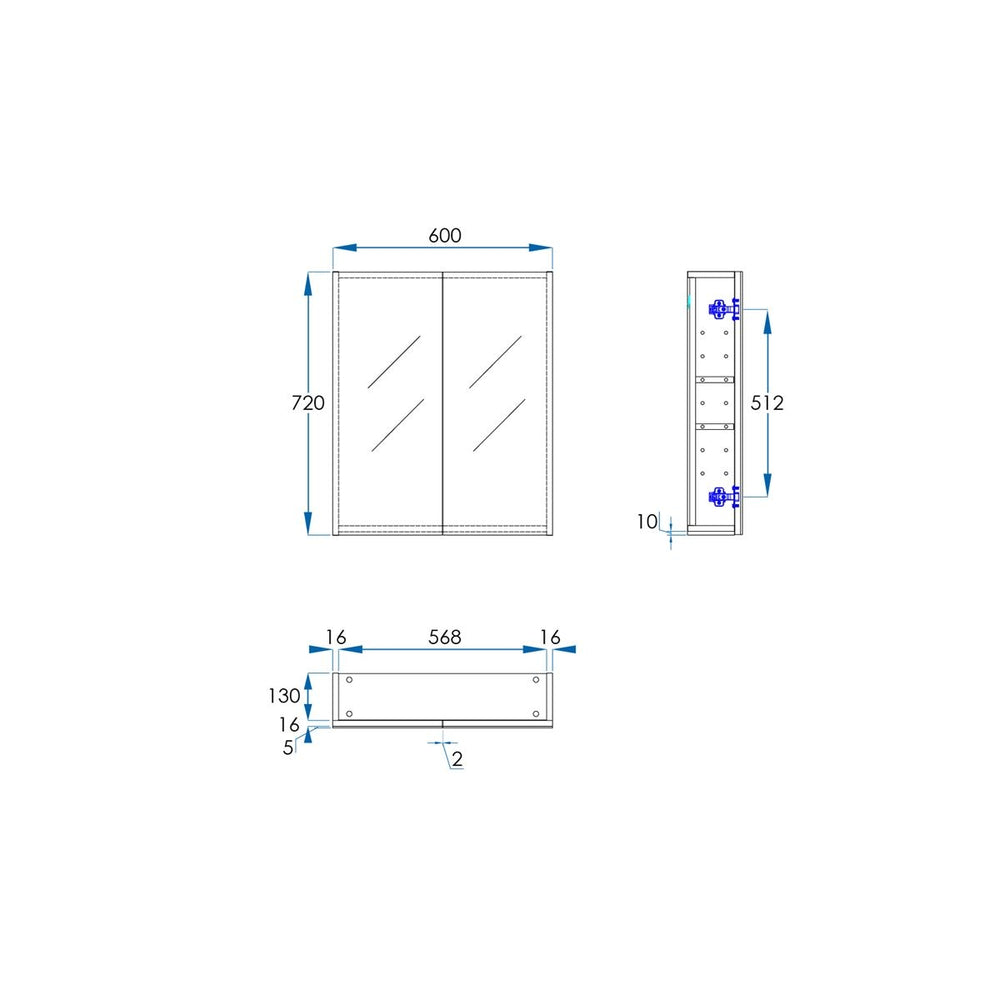 OSCA Mirror Cabinet Pencilled Edge 600mm Oak Laminate
