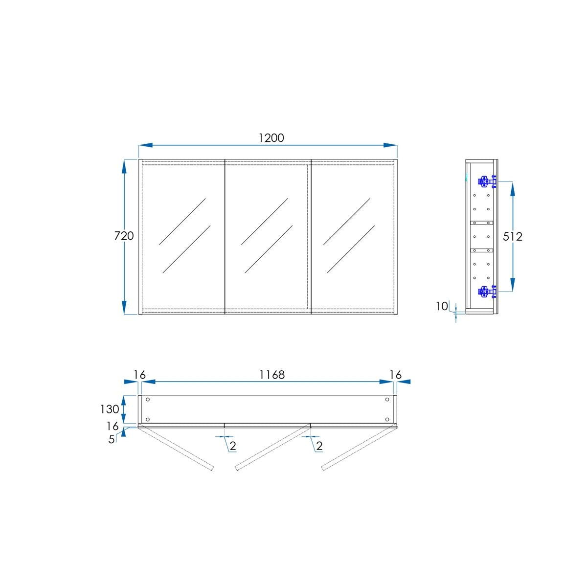 OSCA Mirror Cabinet Pencilled Edge 1200mm Oak Laminate
