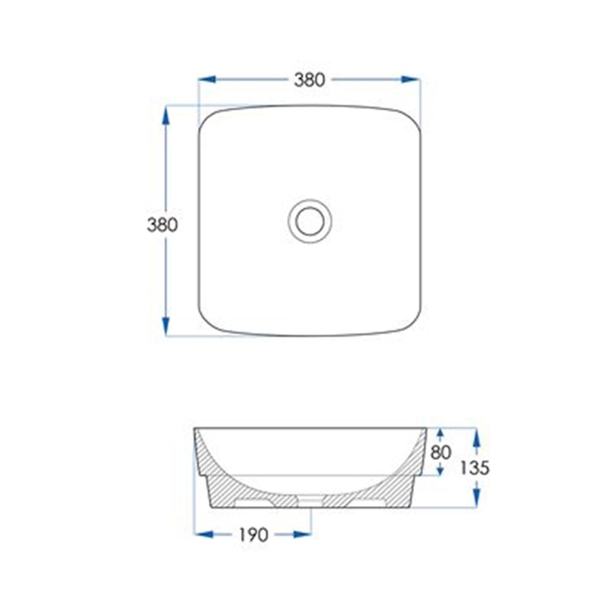 OMEGA Square Inset Basin Gloss White