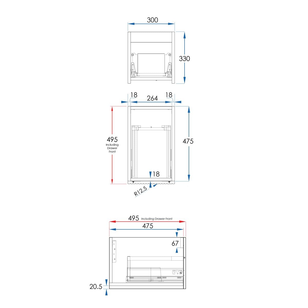 WAVE Wall Hung Vanity 300mm Matte White