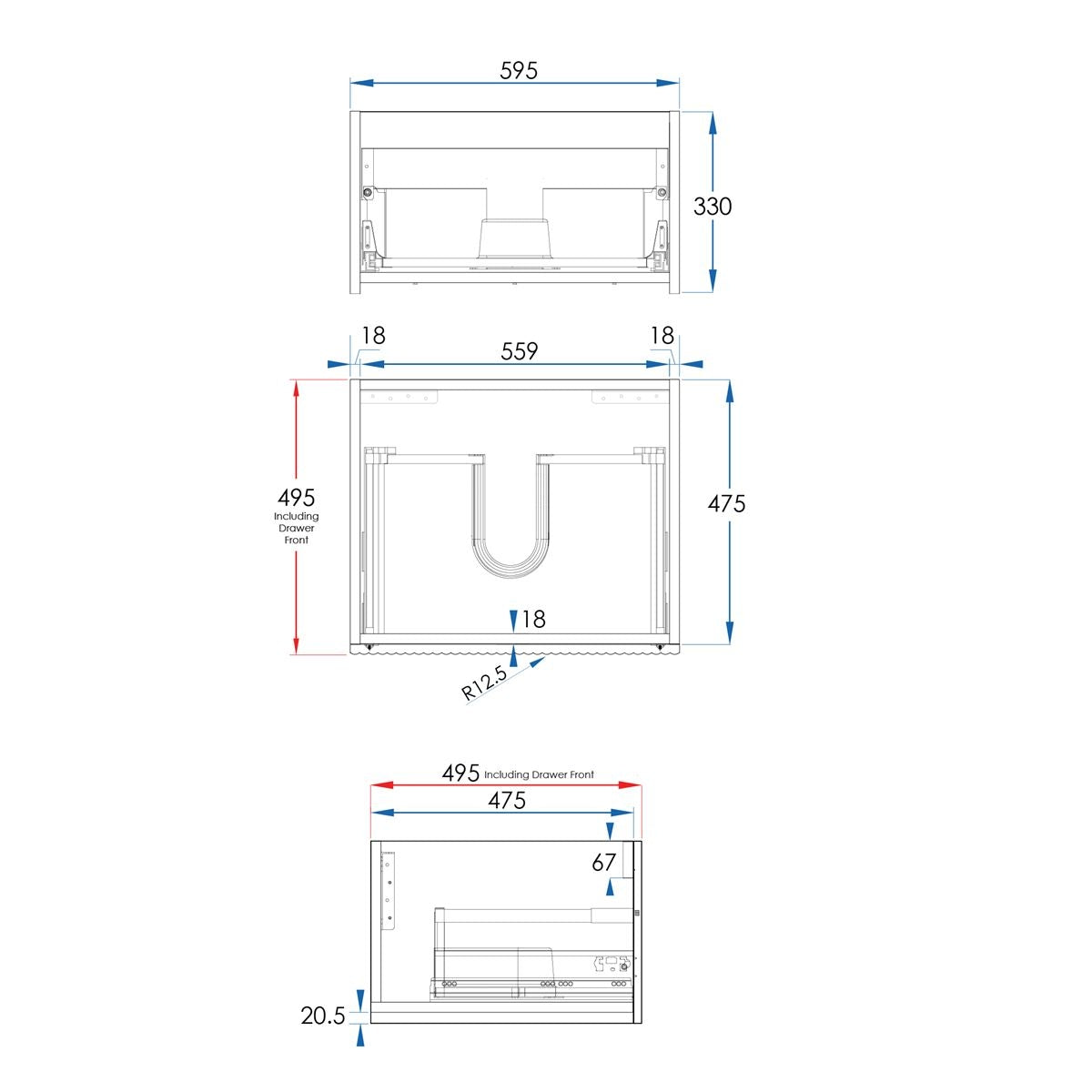 WAVE Wall Hung Vanity 600mm Matte White