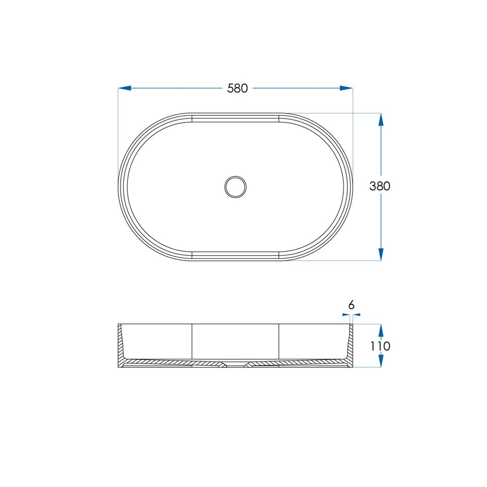 ELISSA Solid Surface Bench Mount Basin Matte White