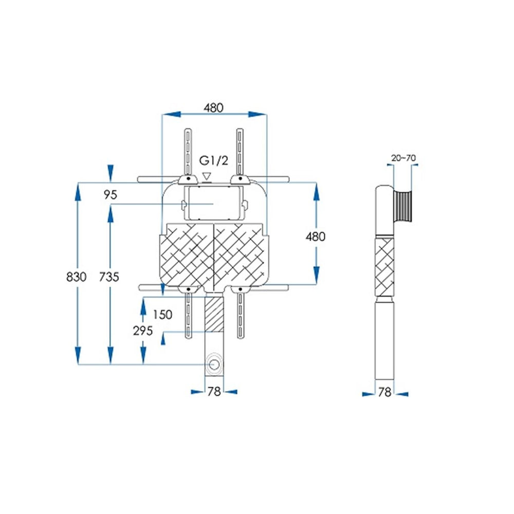 Concealed Pneumatic In Wall Cistern 80mm