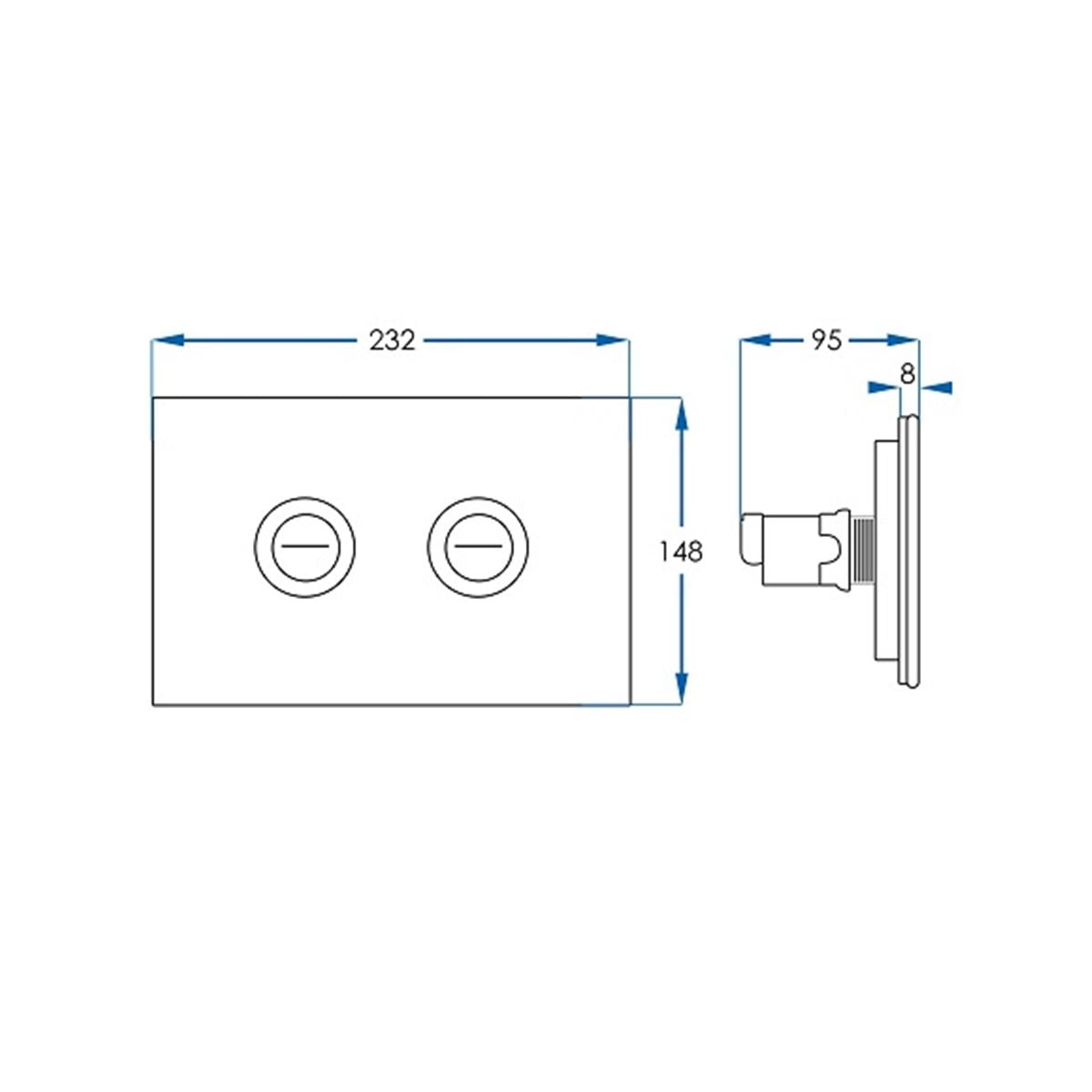 Push Plate for Pneumatic Cistern Black Glass 232x148mm
