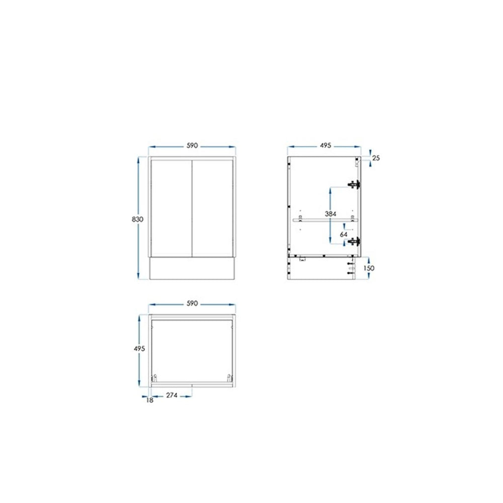 LYRA Floor Mount Vanity 600mm Gloss White