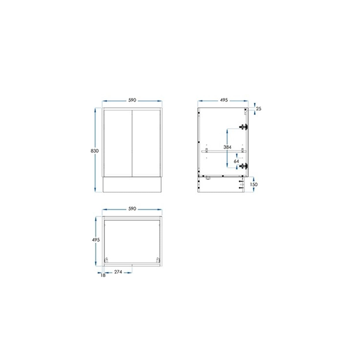 LYRA Floor Mount Vanity 600mm Gloss White